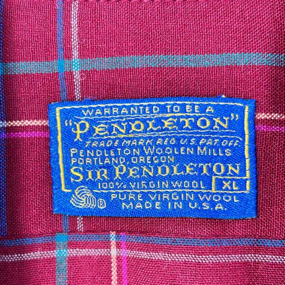 Vintage Pendleton Shirt Mens XL Red Plaid Wool Dress Made in USA 80s - Picture 4 of 7